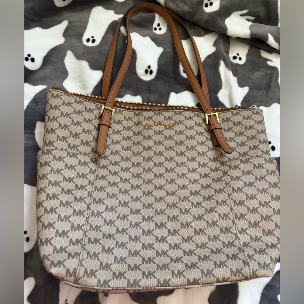 Michael Kors Tan and Brown Logo Tote